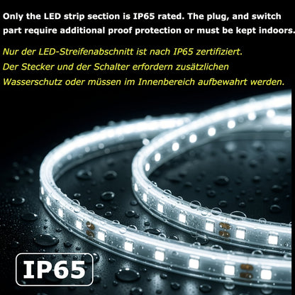 Superhelle AC 220V 230V LED Streifen Lichter | 120 LEDs/m LED Band Klebeband, LED Tape für Außenbereich, Weiß oder Warmweiß für Küche, Garten, Heim Raum Dekoration, Innenbeleuchtung mit EU Stecker | Marke: SETONR, Nicht ferngesteuert