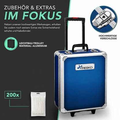 TRESKO® 1400 teilig Werkzeugkoffer Set Komplett | Werkzeugkasten Gefüllt | Werkzeugkiste XXL | Werkzeugtasche mit Werkzeug | Werkzeug Trolley | Chrom-Vanadium Stahl