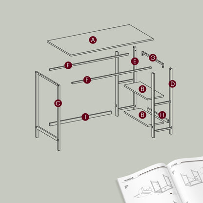 Tisch, Computertisch, Bürotisch, 100 x 50 x 76 cm, moderner Stil, für Arbeitszimmer, Schlafzimmer, Wohnzimmer，Ahornweiß，Ebenholzschwarz
