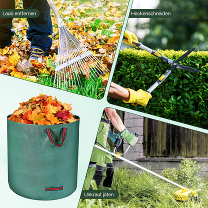 Gartensacke, 3er-Pack, je 272 Liter - Garten Laubsäcke mit Griffen - Faltbar, hergestellt aus 150GSM Polypropylen-Gewebe, langlebig - Geeignet für Rasenschnitt, Gartenabfälle, Grünaufkommen und herabgefallene Blätter