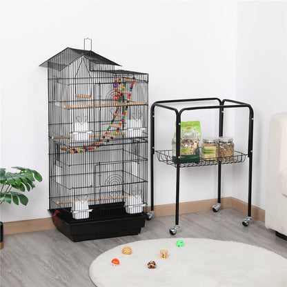 Costoffs Vogelkäfig mit Metallständer Mobile Vogelvoliere Wellensittich Kanarienvogelkäfig auf Rollen