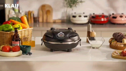 KLAIF Elektrischer Pizzaofen 420 °C, separat einstellbare Ober-  Unterhitze, 31 cm Keramik-Pizzastein, 3tlg. Pizza-Zubehör-Set enthalten, 1200 W