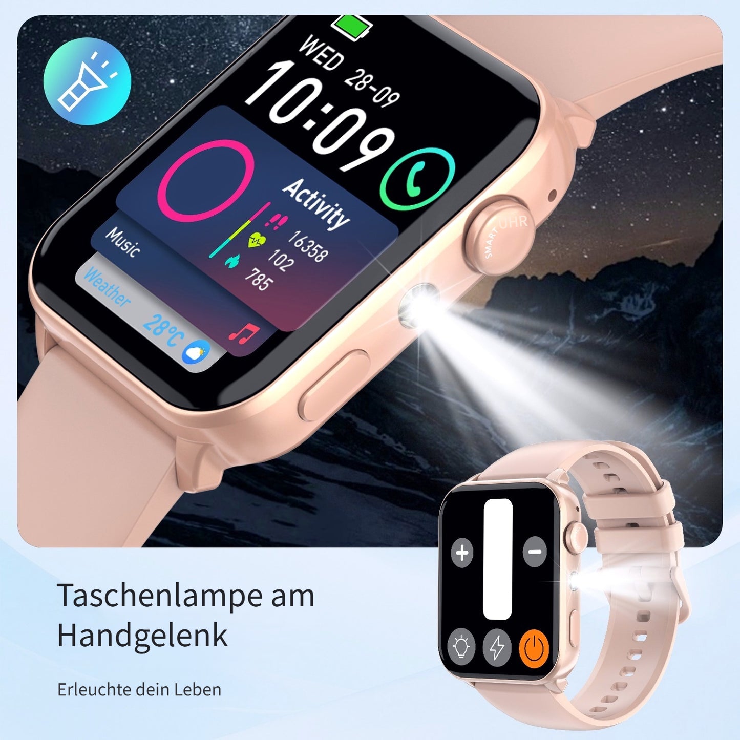 Neu 2025 – Upgraded Damen Smartwatch kompatibel mit Smartphones, Wireless 5.3 Smartwatch mit kabellosem Telefonieren/Schlaftracker/KI-Stimme, 100 Tage Akkulaufzeit, Sportarmbänder, großes Display, 120+ Modi, 350mAh Akku für Outdoor
