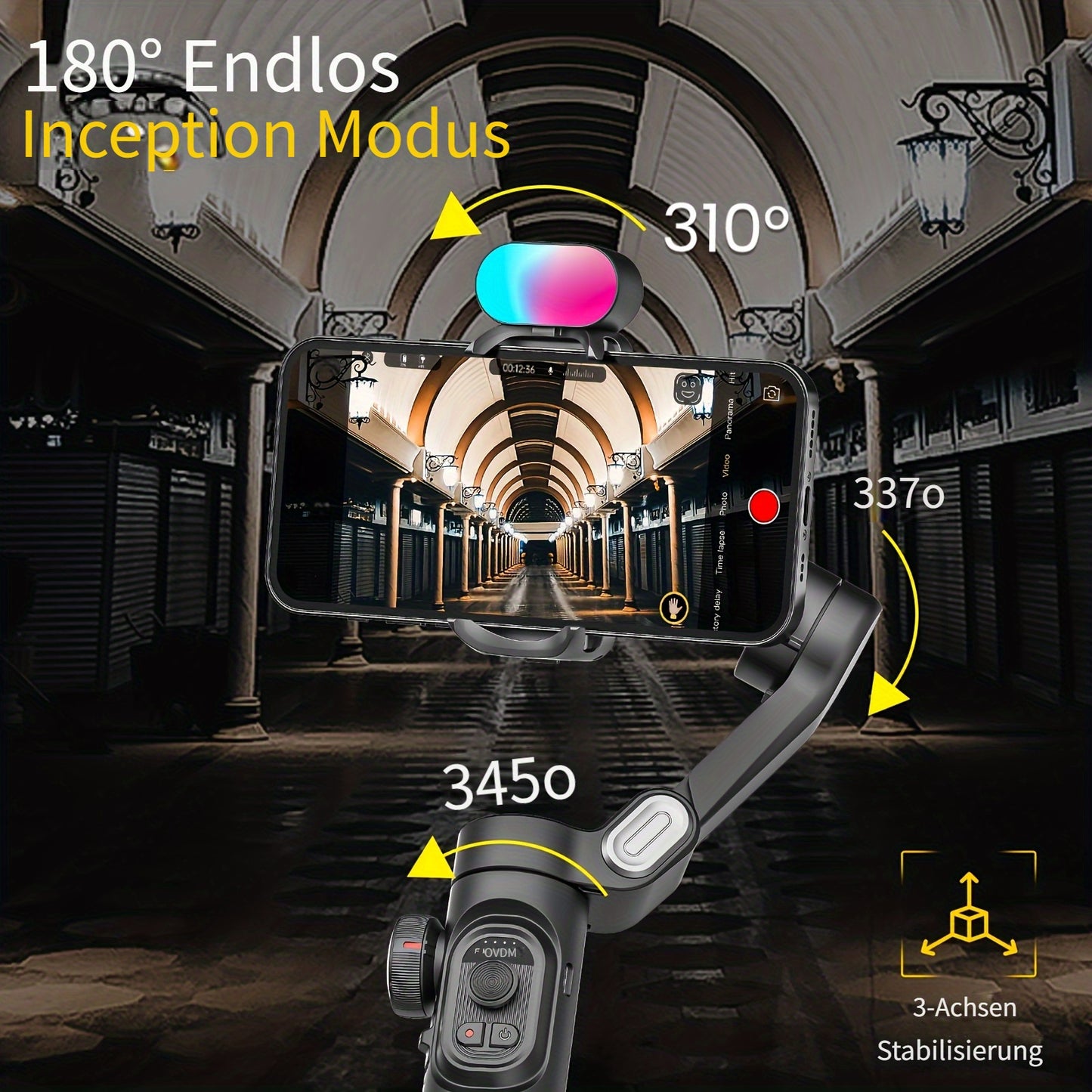 AOCHUAN 7-förmiges 3-Achsen-Stabilisator-Gimbal für Smartphone AOCHUAN APP -Shake Präzisionsfokus/Zoom Gesichts-/Objektverfolgung faltbare 73 cm ausziehbare Stange RGB-Licht mehrere Aufnahmemodi geeignet für Reisen Live-Streaming Vlog Smart XE COMBO1