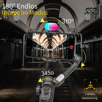AOCHUAN 7-förmiges 3-Achsen-Stabilisator-Gimbal für Smartphone AOCHUAN APP -Shake Präzisionsfokus/Zoom Gesichts-/Objektverfolgung faltbare 73 cm ausziehbare Stange RGB-Licht mehrere Aufnahmemodi geeignet für Reisen Live-Streaming Vlog Smart XE COMBO1