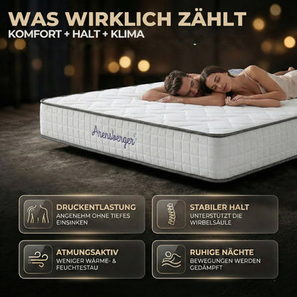JANA Matratze | Taschenfederkernmatratze 20 cm mit 2 cm NANOCELL® Gelschaum | 7-Zonen Härtegrad H3 | Federkernmatratze punktelastisch, Rollmatratze, 90x200 120x200 140x200 160x200 180x200 cm