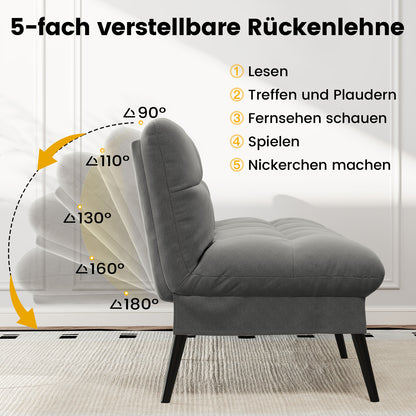 Sofa Schlafsofa mit Schlaffunktion, überzug Futon Klappsofa, Bettcouch, ecksofa, Couch Gästebett, 3-Sitzer Sofa, mit verstellbare Rückenlehne aus Stoff