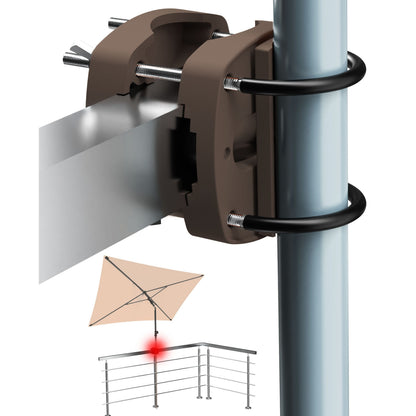 Lindenstein Sonnenschirmhalter Balkongeländer – Funktionale Sonnenschirm Halterung Balkon, Schirmhalterung Balkongeländer ersetzt Sonnenschirmständer Balkon – Flexibel montierbar (Anthrazit/Schwarz/Taupe/Sandbraun)