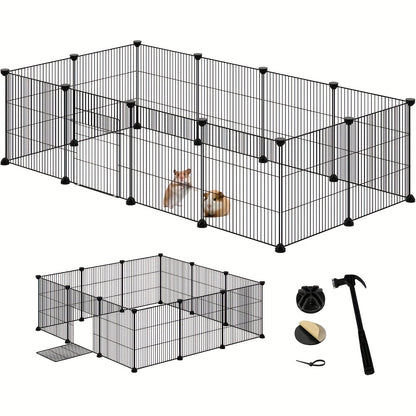 Kompakte Haustierbarriere für Kleintiere - Einfache Selbstinstallation, robuste und erweiterbare Gehege mit Eingang für Innen- und Außenbereich - Ideal für Welpen, Kaninchen, Kätzchen und mehr