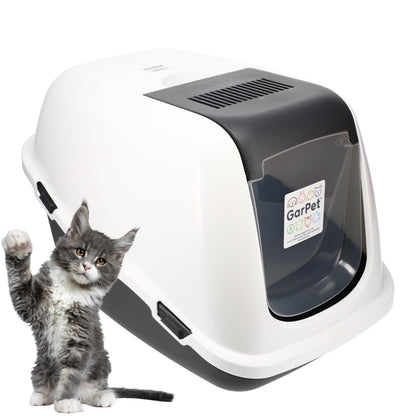 Katzenklo mit Deckel Katzentoilette Geschlossen mit Haube kippbar Katzen Klo große Unterschale Katzenklo Groß Katzen Toilette XL mit Aktivkohlefilter Katzenzubehör