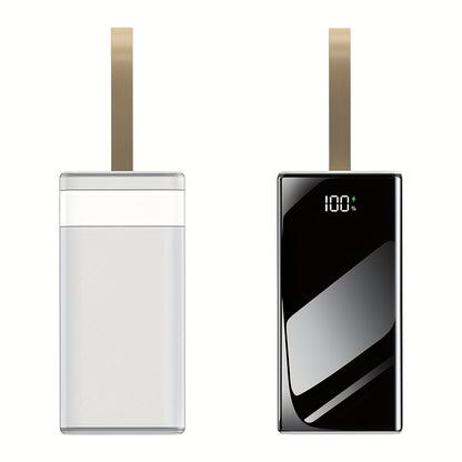 80000mAh Powerbank mit hoher Kapazität, tragbar, kompatibel mit Android/iOS Geräten (4×USB-Ausgang, Typ-C, Micro, Lightning-Anschlüsse), mit LED-Digitalanzeige, Beleuchtung, Schlüsselband