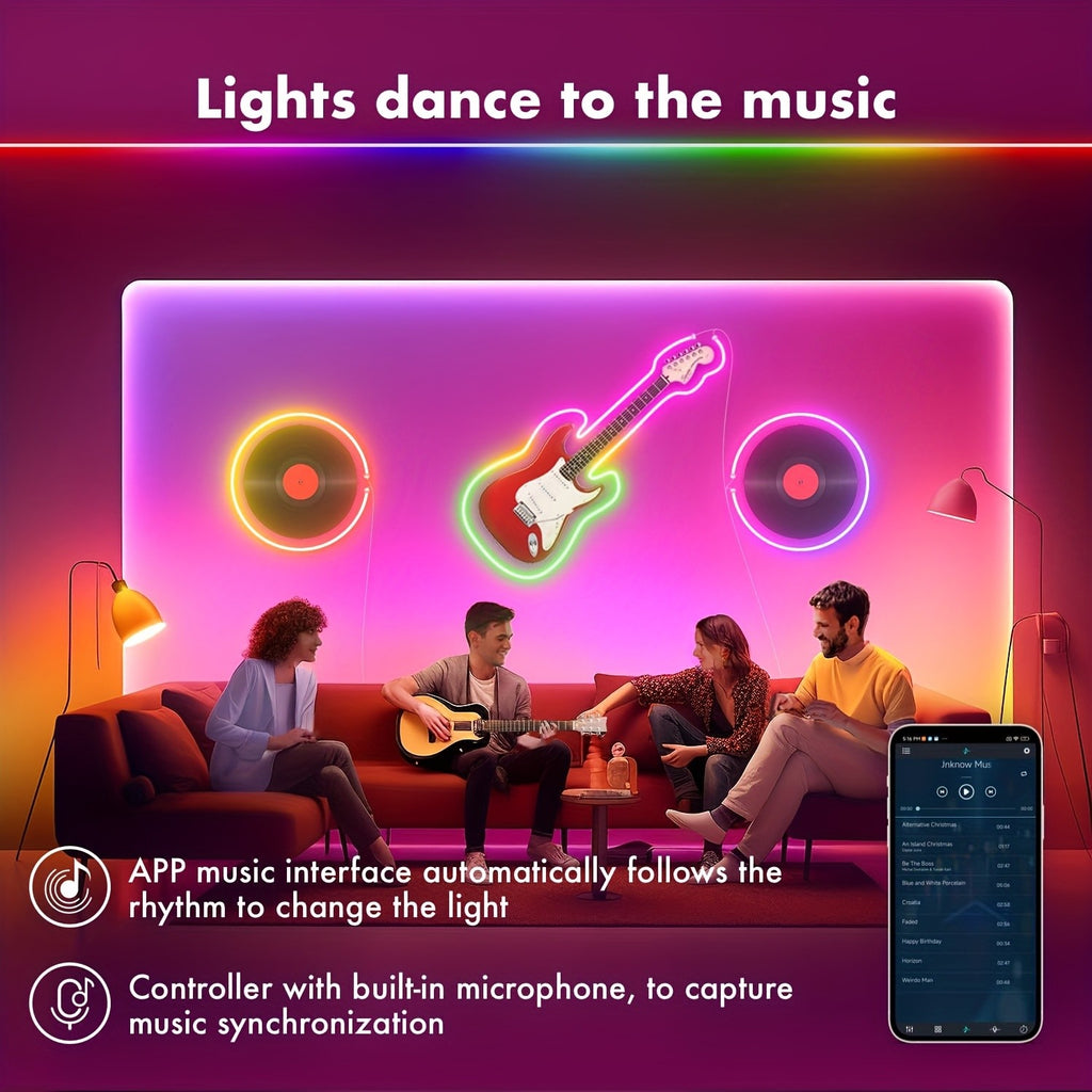 /5m RGB Neon LED-Streifen, LED-Beleuchtung für Schlafzimmer und Bett – Detailansicht 12