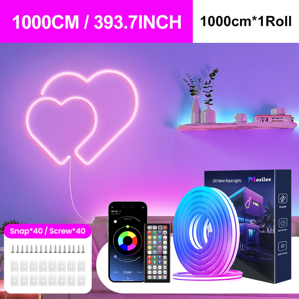 5M RGB Neon Lichtleiste, 24V für Schlafzimmer und Bett – Detailansicht 3