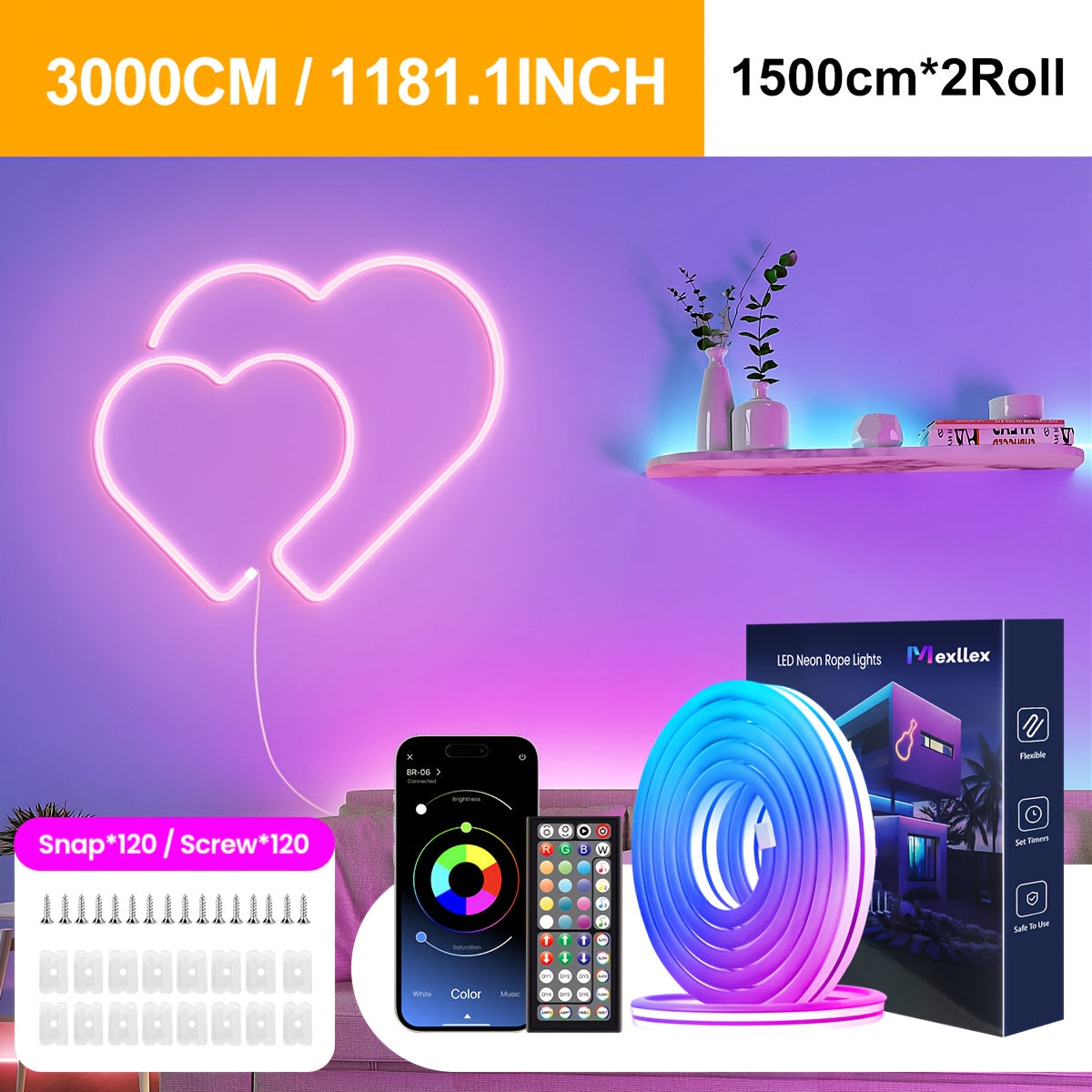 5M RGB Neon Lichtleiste, 24V für Schlafzimmer und Bett – Detailansicht 9