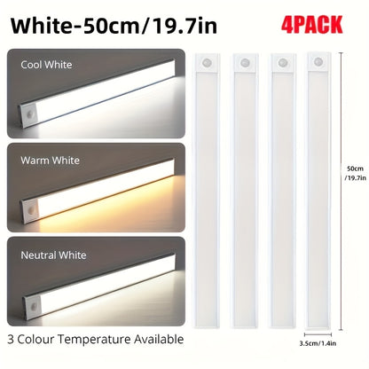 4/2/1 Stk. 40CM LED Kabellose Unterbauleuchten, Wiederaufladbarer Akku, PIR Bewegungssensor Licht für Wohnmobil Innenbereich, Mit Magnetischen Dimmbaren Schrankleuchten, Kabellose Unterbauleuchten für Küche, Treppen Wohnmobilbeleuchtung