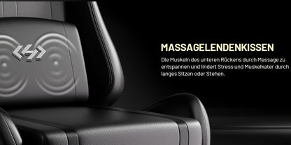 Gaming-Stuhl mit Taschenfederkissen, höhenverstellbarer Gaming-Computerstuhl, ergonomischer Erwachsenenstuhl mit Massage-Lendenstütze, Drehfunktion, für Gaming oder Büro