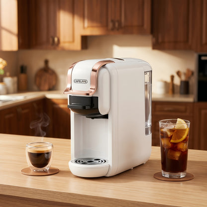 Vatertagsgeschenk, CAFELFFE MK-603 Kapsel Kaffeemaschine, 20 Bar Espressomaschine, Heiß- und Kaltkaffee, Kompatibel mit NS/DG/ESE Kapseln und gemahlenem Kaffee, 0.6L Abnehmbarer Wassertank, Automatische Abschaltung, Ideal für die Küche zu Hause und als Ge