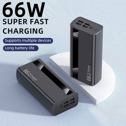 60000mAh Powerbank, 66W Zwei-Wege-Schnellladung, Großes Fassungsvermögen, Leicht zu Transportieren, Geeignet für iPhone, Android  Digitale Geräte, Urlaubsgeschenk, Sicherer Lithium-Polymer-Akku
