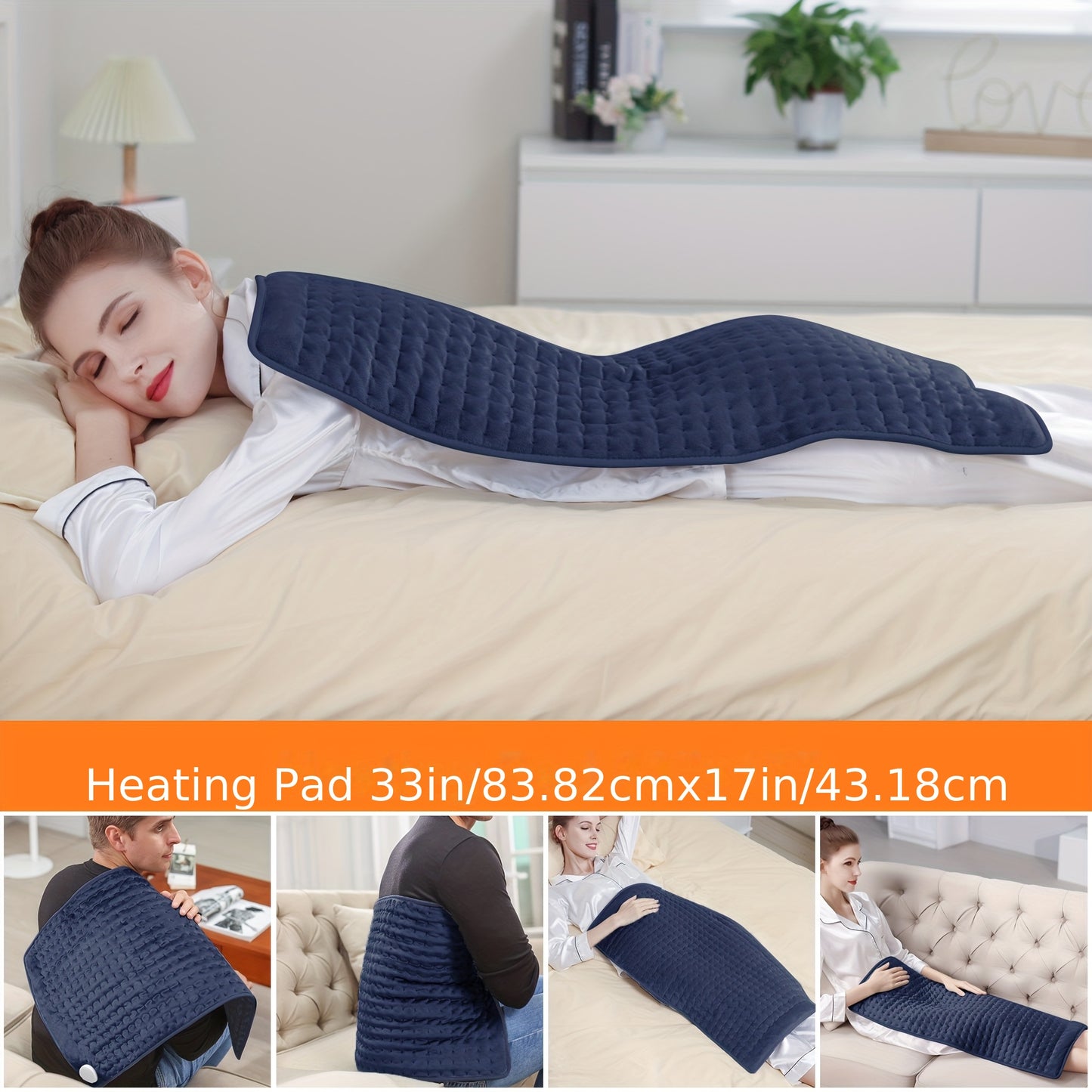XL Wärmepflaster - 6 Heizstufen, bis zu 140 °F, 2-stündige automatische Abschaltung, 84 cm x 43 cm 60 cm x 30 cm, weicher Flanell, maschinenwaschbar, Nacken, Schulter, Knie, Bein-Wärmepflaster, Geschenk für Männer, Mama und Papa, perfektes Weihnachtsgesch