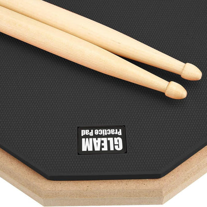 Dumb Drum Übungs-Pad, doppelseitig schallisolierend & stoßfestes leises Trainings-Pad, weicher Holzunterbau, inklusive Massivholz-Schlägel  Aufbewahrungstasche
