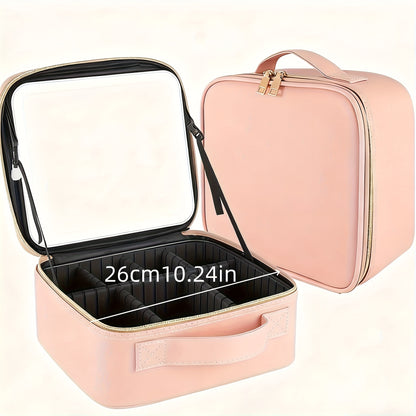 Diese extra große Make-up-Tasche ist in Pink und Schwarz erhältlich, mit Spiegel und bietet viel Platz für Kosmetika. Ihr stilvolles Design macht sie ideal für professionelle Make-up-Künstler und den persönlichen Gebrauch.