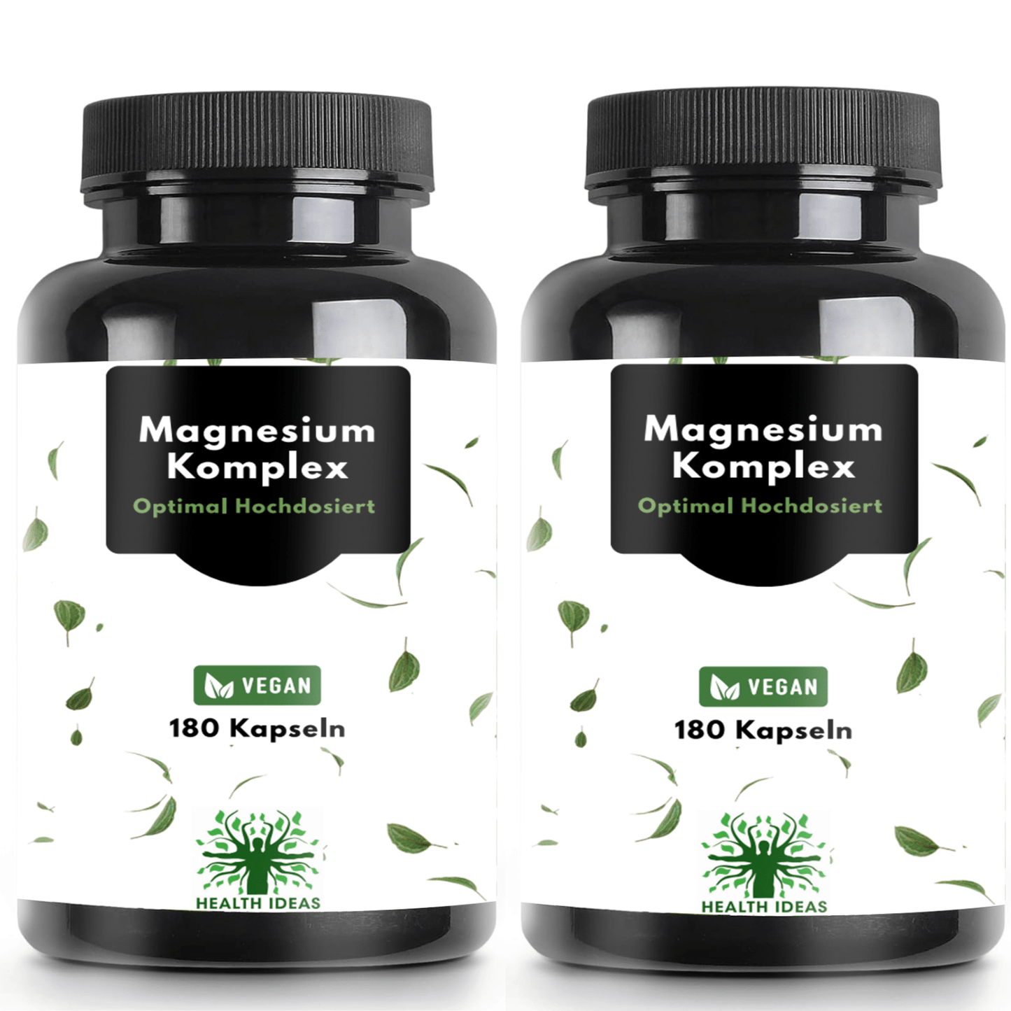Magnesium Komplex Kapseln – 180 vegane Kapseln – 400 mg elementares Magnesium pro täglicher Dosis – Magnesium Citrat, Oxid, Bisglycinat & Malat