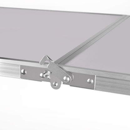 Campingtisch Klappbarer Aluminium Klapptisch, Leichter Gartentisch & Balkontisch, 3-fach Höhenverstellbar, Höhenverstellbarer, Tragbar, Faltbar, Picknicktisch, Campingtisch, Outdoor Tisch Weiß, 120 x 60 x 70/62/55 cm für Garten, Outdoor, Picknick, Camping