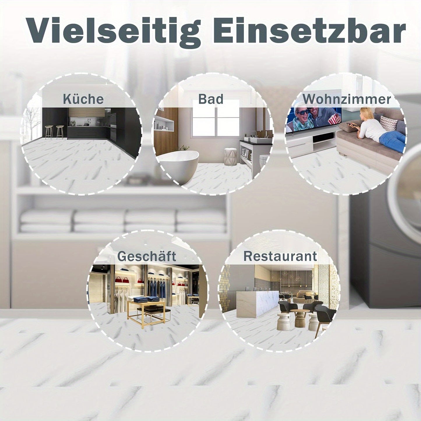 Selbstklebende PVC-Bodenfliesen - Vinylsockelleiste, 54 Stück, Abdeckung für 5 Quadratmeter, wasserdichte Bodenbeläge für Küche, Bad und Wohnzimmer