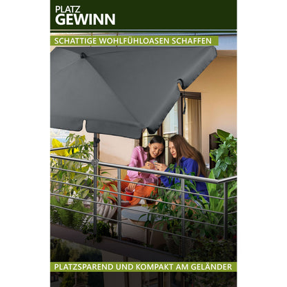 Lindenstein Sonnenschirmhalter Balkongeländer – Funktionale Sonnenschirm Halterung Balkon, Schirmhalterung Balkongeländer ersetzt Sonnenschirmständer Balkon – Flexibel montierbar (Anthrazit/Schwarz/Taupe/Sandbraun)