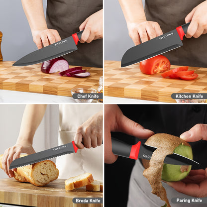 Kochmesser-Set, 8-teiliges superscharfes Küchenmesserset, Premium-Kochmesserset aus deutschem rostfreiem Edelstahl mit hohem Kohlenstoffgehalt, professionelles Küchenmesserset mit ergonomischem, rutschfestem Griff  Geschenkbox