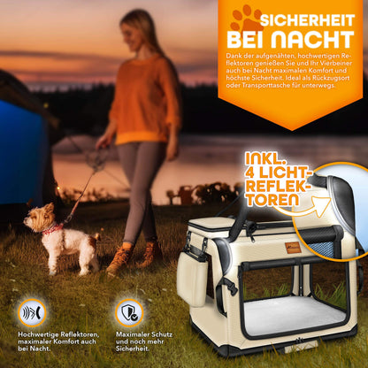 TRESKO® Hundebox faltbar inkl. Leckmatte, Spatel & Reflektoren | Transportbox für Hunde und Katzen | Hundetransportbox Auto für kleine, mittelgroße & große Hunde | Hundetasche für Zuhause Auto robust Anthrazit
