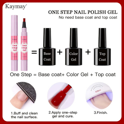 Dieser One-Step Gel Nagellack enthält eine Basislack, eine Topcoat und einen farbigen Gel Polish. Er verfügt über ein Three-In-One Pen Design und kann ausgehärtet werden. Dieses schnelle und einfache Nagelkunst Stift Set ist perfekt für Anfänger und ist i