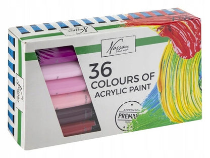 Hochwertiges Acrylfarben-Set, Großes Fassungsvermögen (36 Flaschen x 20 ml), Leuchtende Farben, Einfach zu Mischen, Ungiftig, Hohe Deckkraft, Schnelltrocknend, Wasserfest, Ideal für Profikünstler, Hobbykünstler und Anfänger