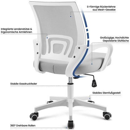Costoffs Bürostuhl ergonomiscer Schreibtischstuhl für Büro Wohnzimmer Drehstuhl höhenverstellbarer Computerstuhl 136 kg