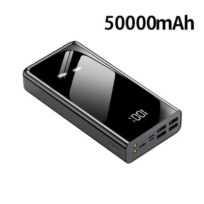 50000mAh Powerbank mit schnellem Aufladen, hoher Kapazität, Beleuchtung/LED-Power-Indikator, 4 USB-Anschlüsse, Type-C-Anschlüsse, tragbare Notstromversorgung für den Außenbereich, Backup-Akku, kompatibel mit der Aufladung von iPhone/Samsung/Huawei/Android