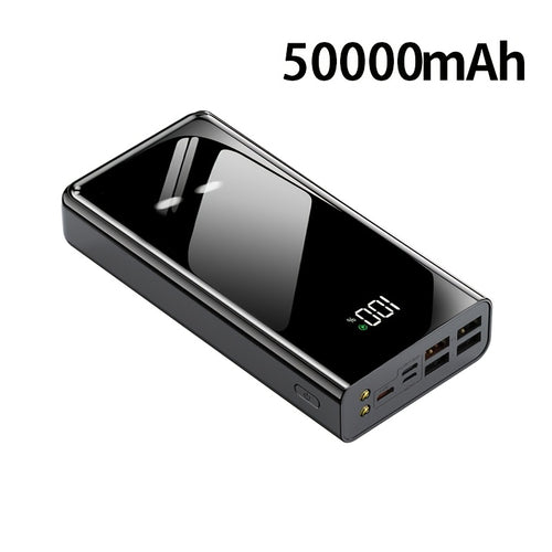 50000mAh Powerbank mit schnellem Aufladen, hoher Kapazität, Beleuchtung/LED-Power-Indikator, 4 USB-Anschlüsse, Type-C-Anschlüsse, tragbare Notstromversorgung für den Außenbereich, Backup-Akku, kompatibel mit der Aufladung von iPhone/Samsung/Huawei/Android