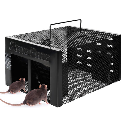 RatzFatz Lebendfalle Mausefalle, mit Doppeltür, aus Stahl und Eisen,302215cm, für Wühlmäuse, Hamster, Meerschweinchen, Mäuse, Ratten