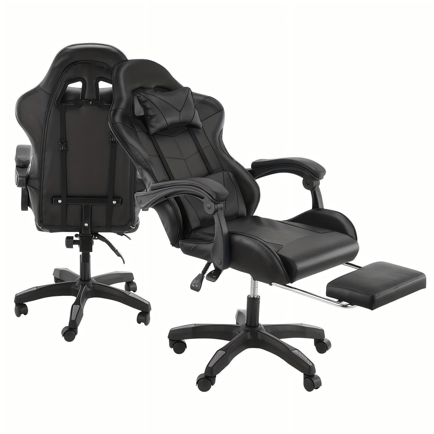 Ergonomischer Gaming-Stuhl mit Lendenwirbelstütze, Kopfstütz & Fußauflage – Verstellbarer Bürostuhl für Erwachsene Kinder, Mehrere Farben, Komfortabler Memory-Schaum-Sitz, Stabiles Nylon-Gestell, Ideal für lange Spiele & Arbeitsessions