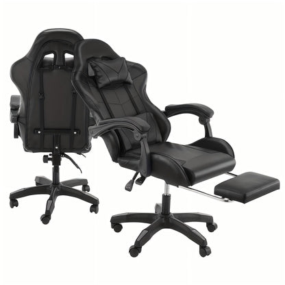 Ergonomischer Gaming-Stuhl mit Lendenwirbelstütze, Kopfstütz & Fußauflage – Verstellbarer Bürostuhl für Erwachsene Kinder, Mehrere Farben, Komfortabler Memory-Schaum-Sitz, Stabiles Nylon-Gestell, Ideal für lange Spiele & Arbeitsessions