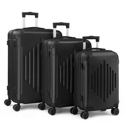 3 Koffer mit Eckenschutz, erhältlich in den Größen 20, 24 und 28 Zoll, hergestellt aus robustem Hartschalenmaterial, ausgestattet mit 360-Grad-Drehrollen, bieten vielseitigen großen Stauraum und sind für leichte Reisen konzipiert.