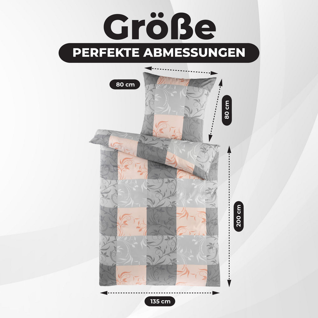 Bettwäsche 135x200 4teilig - Bettwäsche Set Allergiker geeignet - Bettbezug 135 x 200 & Kissenbezug 80x80 | modern & hochwertig