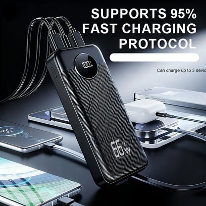 50000mAh Powerbank, 66W Schnellladung, tragbares Ladegerät mit großer Kapazität, USB-C/USB-A, kompatibel mit iOS  Android, unterstützt den gleichzeitigen Anschluss von zwei Geräten, Weihnachtsgeschenk