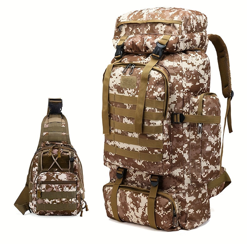 Taktischer Rucksack 2er-Set – Langlebiger Oxford-Stoff Wanderrucksack für Klettern, Camping, Reisen & Outdoor-Abenteuer – Schwerlast-Reise-Rucksack mit Mehreren Fächern, Großem Fassungsvermögen & Mehrfachtaschen-Design – Ideal für Outdoor-Aktivitäten & Re