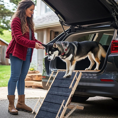 Hunderampe Klappbare Hunderampe aus Holz HHenverstellbar 30-60cm rutschfeste Haustiertreppe Fr Hunde Und Katzen Hunderampe Klappbar HHenverstellbare Haustiertreppe rutschfeste Rampe