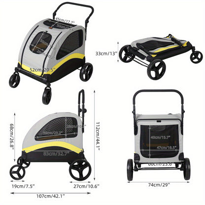 Faltbarer Kleinhundewagen, Rollwagen für Haustiere, 4 Räder, für Hunde und Katzen (M/L/XL)