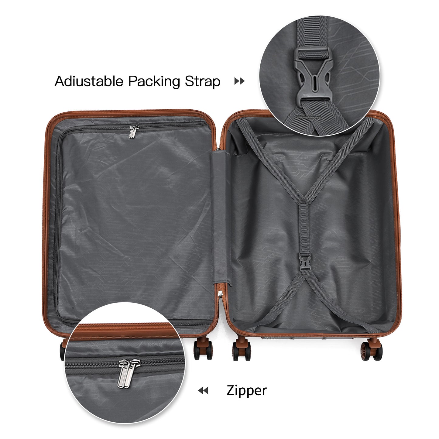 13/20/24/28 Zoll KONO Koffer Set 6-teilig Camping Hartschalenkoffer ABS Trolley Handgepäck Koffer Gepäcksets Reisekoffer mit Rädern und TSA-Schloss, mit Reisetasche und Kulturtasche Koffer Set Black Friday Thanksgiving Day Weihnachtsgeschenk