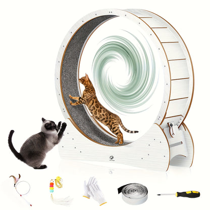 Großes Laufrad für Katzen  Hunde, XL-Größe – Indoor Holz-Laufrolle, sicher  bequem, beugt Übergewicht bei Katzen vor, perfektes Weihnachtsgeschenk