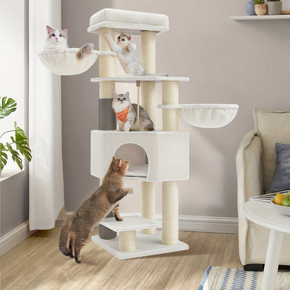Robuster Mehrstöckiger Kratzbaum für große Katzen mit selbstwärmenden Polstern, Selbstpflege-Stationen & 9 Kratzpfosten – Stabiler Katzenturm zum Klettern, Ausruhen & Spielen – Ideal für Katzen (männlich/weiblich)