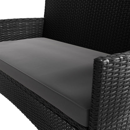 Polyrattan Sitzgruppe Fort Myers 4 Personen mit 2er Sofa, 2 Stühle, Tisch & Sitzkissen wetterfest schwarz/grau creme Balkonmöbel Gartenmöbel Set