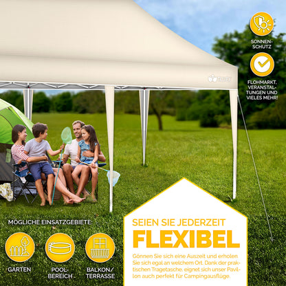 tillvex® Pavillon 3x6m Faltbar + 6x Sandsäcke | Pop-Up Faltpavillon Höhenverstellbar, Winterfest | Gartenzelt Stabil mit und ohne Seitenwänden UV Schutz 50+ | Partyzelt Wasserdicht mit Tasche für Garten